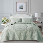 B2EVER Damask Quilt Queen Size Bedding Sets with Pillow Shams, Boho Lightweight Soft Bedspread Coverlet, Sage Green Quilted Blanket Thin Comforter Bed Cover for All Season, 3 Pieces, 90x90 inches