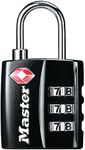 Master Lock Black TSA-Approved Luggage Lock with Wide Lock Body and Thin, Durable Steel Shackle, Zipper Lock for Backpacks, Luggage, 4680DBLK