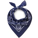 LOVARZI Blue Cotton Bandanas for Men - Bandana Headband For Men & Women - Navy Blue Paisley Large Bandana Scarf - Hair Bandanas For Women - Pirate Bandana Head Scarf for Men & Ladies