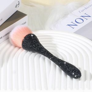 MNAFAYY Nail Dust Brush for Acrylic Nails, Luxury Full Gems Soft Brush Nail Art Dust Powder Remover Makeup Brushes Manicure Brush Clean Up Tools Nail Art Brush Black