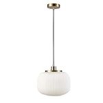 Novogratz x Globe Electric 65842 Lily 1-Light Pendant Lighting, Matte Brass, Frosted Ribbed Glass Shade