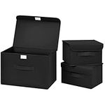 DIMJ Storage Boxes with Lids, 3 Pack Foldable Closet Storage Bins with Handle, Fabric Storage Box Storage Baskets for Clothes, Towels, Books, Office Supplies