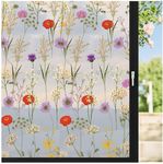 MOCOCO Premium Privacy Window Film Vinyl Frosted Self Adhesive Glass Film Decorative Window Stickers for Home Office Bathroom Kitchen Living Room - Mystic Flowers