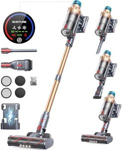 Aspirapolvere Senza Fili Potente 550W/45KPa/60Mins, Scopa Elettrica Senza Fili con Autoportante, Modalità Automatica e Ricarica a Parete, LED Touchscreen per Pavimenti Tappeti Peli di Animalili