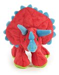 goDog Dinos Frills Squeaky Plush Dog Toy, Chew Guard Technology - Red, Large