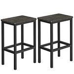 VASAGLE Bar Stools, Set of 2 Bar Chairs, Kitchen Breakfast Bar Stools with Footrest, Industrial in Living Room, Party Room, Charcoal Gray and Black ULBC065B04