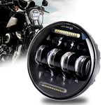 MOVOTOR 5-3/4 5.75 LED Headlight with White DRL Driving Headlight for Harley Davidson Sportster Iron 883 Dyna Indian Scout