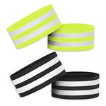 QEEQPF 4 reflective belts, reflective bracelet reflective armbands in two colors, outdoor suitable for riding, running, self-adhesive seat belts.