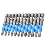 Saipor 12pcs Magnetic Phillips Pozidriv Screwdriver Bit Set 1/4 Inch Hex Shank Phillips Head Drive Bit Cross Slot Anti-Slip Screw Driver Power Drill Bit for Electric Hand Screwdrivers, 50mm Length