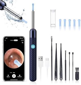 Ear Wax Removal - Earwax Remover Tool with 7 Pcs Ear Set - Ear Cleaner with Camera - Earwax Removal Kit with Light - Ear Camera with 6 Ear Spoon - Ear Cleaner for iOS & Android