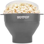 The Original Hotpop Microwave Popcorn Popper, Silicone Popcorn Maker, Collapsible Bowl BPA-Free and Dishwasher Safe- 20 Colors Available (Gray)