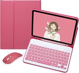 Keyboard Case for iPad Air 11 inch (M2) with Mouse, Case for iPad Air 6th/Air 5th/4th Gen with Pencil Holder,Detachable Wireless Keyboard Case for iPad Air6/Air5/Air4, (New Pink)