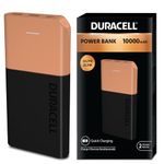 Duracell Power Bank 10000 mAh, Portable Charger, USB C/Micro USB Input, USB A/USB C Output, Fast Charge Technology, 22.5W Power Delivery for Smartphones, Tablets, Headphones and USB-Powered Devices