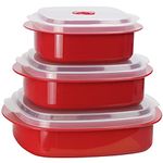 Reston Lloyd Calypso Basics 3-Piece Microwave Steamer Set, Red