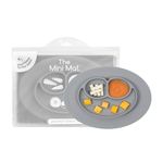 ezpz Mini Mat (Gray) - 100% Silicone Suction Plate with Built-in Placemat for Infants + Toddlers - First Foods + Self-Feeding - Comes with a Reusable Travel Bag