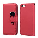 Bartern Flip Case for iPhone 6 Plus/iPhone 6s Plus,PU Leather Wallet Case with Card Slot Kickstand Magnetic,Cartoon Folio Phone Case Cover Compatible with iPhone 6 Plus/6s Plus,Cat Red