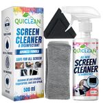 Quiclean Screen Cleaner Spray (500ML) with Microfiber & Lens Cleaner Cloth | Laptop Cleaner Kit for MacBook | Best TV Cleaning Spray for LED TV, LCD, Camera Lens, Mobile & Laptop | TV Screen Cleaner