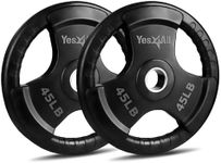 Yes4All Weight Plate Grip Rubber Coated For Weightlifting & Strength Training, Cast Iron - 45LB - Pair