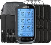 AUVON 3-in-1 TENS Unit Muscle Stimulator, Dual Channel Electronic Pulse Massager, TENS EMS Machine, 24 Modes Muscle Massager for Pain Relief Therapy, EVA Travel Case, 12 Pcs TENS Unit Electrodes Pads