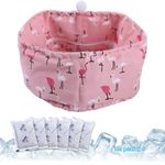 KUDES Dog Cooling Bandana Collar with Recyclable Ice Packs, Pet Dog Adjustable Ice Chill Out Collar Scarf Neck Cooler Wrap for Cat Small Medium Large Dogs Summer (Pink Flamingo, Large)