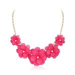 Flyonce Flower Collar Necklace, Floral Flower Statement Summer Beach Chokers Necklaces for Women, Costume Jewelry Gifts Hot Pink