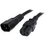 StarTech.com 3ft (1m) Heavy Duty Extension Cord, IEC 320 C14 To IEC 320 C15 Black Extension Cord, 15A 250V, 14AWG, Heavy Gauge Power Extension Cable, Heavy Duty AC Power Cord, UL Listed (PXTC14C153)