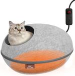 clawsable Heated Cat Bed for Large Cats, 19" Detachable Cave Heated Pet Bed with Time & Temp Adjustable Pet Heating Pad for Indoor Cat, Electric Cat Bed Heater Warmer for Cat