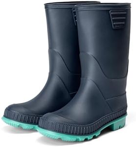 DREAM PAIRS Kids Rain Boots Easy-On Lightweight Non-Slip Outsole for Boys & Girls Outdoor Rainy Day Play,Size 11 Little Kid,Navy/Green,KKUMRB2506