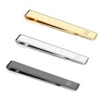 Drperfect 3 Pcs Stainless Steel Tie Clips for Men Elegant Personalized Letter Tie Clip Set for Men Classic Gold Silver Black Tone Tie Bar Father's Day Gifts Business Wedding Anniversary15