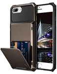 Vofolen Case for iPhone 6 Plus Card Holder Case Wallet Design Card Slot Ratch Resistant Dual Layer Protective Rugged Rubber TPU Hard Shell Cover for iPhone 6/6s/7/8 Plus 5.5"(Gun Color)