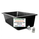 MYPURECORE 90L Dog Bath Tub – Pet Bath Pool with Drain Plug & Hose Connector – Durable Plastic Dog Washing Tub for Indoor & Outdoor Use (BLACK)