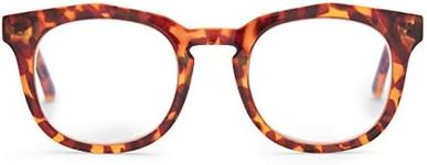 DIFF Reading glasses for Women, Lightweight Oversized Readers Rowan 2.5 designer blue light glasses with magnification, Amber Tortoise