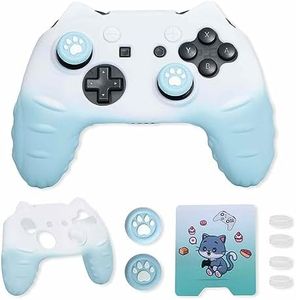 Switch Pro Controller Skin, Cute Cat Paw Switch Pro Controller Skin with Switch Pro Controller Thumb Grip Caps and Stickers (SkyBlue)
