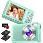 Digital Camera, Nsoela FHD 1080P 44MP Kids Camera with 32GB Card, Compact Point and Shoot Camera, 16X Digital Zoom Vlogging Camera, Portable Mini Kids Camera for Teens Students (Green)