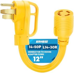 Kohree NEMA 14-50P to L14-30R Generator Adapter Cord, 50 Amp to 30 Amp 4 Prong to 4 Prong RV Adapter Plug, 50 Amp Male to 30 Amp Female Generator Transfer Switch Adapter Cord, 12'', 1FT