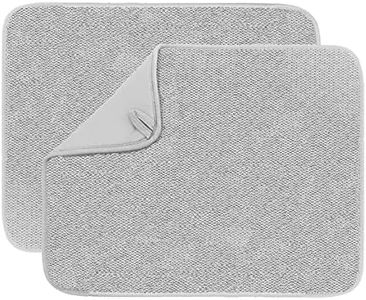 Dish Drying Mat for Kitchen Counter, Microfiber Dish Drying Pad 2 Pack Large Size Absorbent Dishes Drainer Mats (grey)
