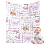 Personalized Animals Blanket with Name for Boys Girls, Custom Name Blanket for Kids, Soft Flannel Butterfly Baby Infant Toddler Blanket Customized Gift for Birthday Christmas Baby Shower Newborn