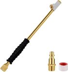 GODESON 1/4" FNPT Extended Reach Dual Head Air Chuck, 2-Way Connection 11.8" Extended Brass Air Chuck with Rubber Handle,Tire Chuck with Quick Plug for Semi, RV, Truck Dually Tires, etc