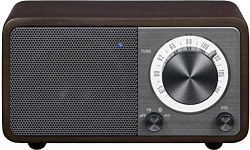 Sangean WR-7DK Cabinet Mini Bluetooth Speaker with FM Radio Tuner and Aux-in Dark Cherry/Wood