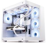 IONZ KZ-ZE/W PC Gaming Case ATX Mid Tower, Dual Chamber Dynamic Extended Series, Tempered Glass, 4 x ARGB PWM Fans Included - White