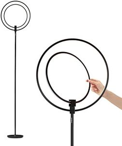 Brightech Eclipse Dimmable LED Floor Lamp, Modern Torchiere Floor Lamp for Living Rooms & Offices – Super Bright Tall Lamp with Dimmable Options for Reading, Standing Lamp Living Room Décor - Black