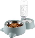 Conziv Double Dog Cat Bowls Water and Food Bowl Set with Automatic Water Dispenser Bottle and Detachable Cat Dish Pet Feeder for Small or Medium Size Dogs Cats Puppy Kitten Rabbit