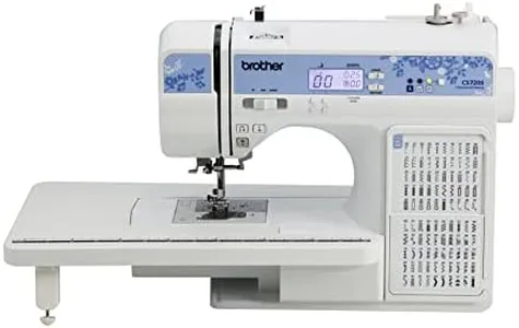 Brother CS7205 Computerized Machine, 150 Built Stitches, 1 Font, Wide Table, 11 Sewing Feet, White