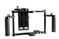 E-Image Q100 Monitor Atomos Cage Adjustable Height(5"-7") with Rubber Handle Grip for DSLR Attaching LED Light, Microphone, Battery, Monitor, Atomos Ninja, Shogun, Directors Monitor