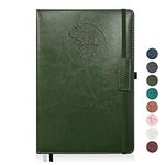 Mlife Notebook Journal for Women Men,256 Pages A5 Hardcover Leather Journaling Notebooks for Work,lined journal/notebook with 100Gsm Paper,Pen Holder and inner pocket 5.8"×8.4"(Green)