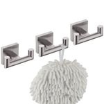 KOKOSIRI Robe Hook Bathroom Double Towel Coat Hooks for Bath Kitchen Wall Mounted, 3 Pack Brushed Nickel Stainless Steel B1015BR-P3