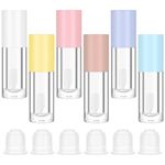 Oruola 6pcs Lip Gloss Tubes Empty,6ml Empty Clear Lip Gloss Tubes with Wand,Lipgloss Shaped Plastic Containers,Refillable Transparent Lipstick Bottles for Women Girls DIY Makeup (Colorful)