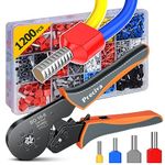 Ferrule Crimping Tool Kit, Preciva Upgrade Double & Single Ferrules Connectors,16-6 Hexagonal Ratchet Jaw Wire Crimping Pliers AWG 28-5 (0.08-16mm²) with 1200PCS Terminal Connector Sleeves