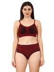 Spiaty Women's Polyamide Bra Panty Lingerie Set(YL001_LBW, Size Fit to : 30 to 36) Maroon