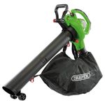 Draper 3-in-1 3200W Electric Leaf Blower 230V | 45L Collection Bag Garden Vacuum Cleaner | 15:01 Mulcher/Shredder | 260km/h Air Speed Blower | Variable Speed Gardening Tool | 10m Cable | 93165